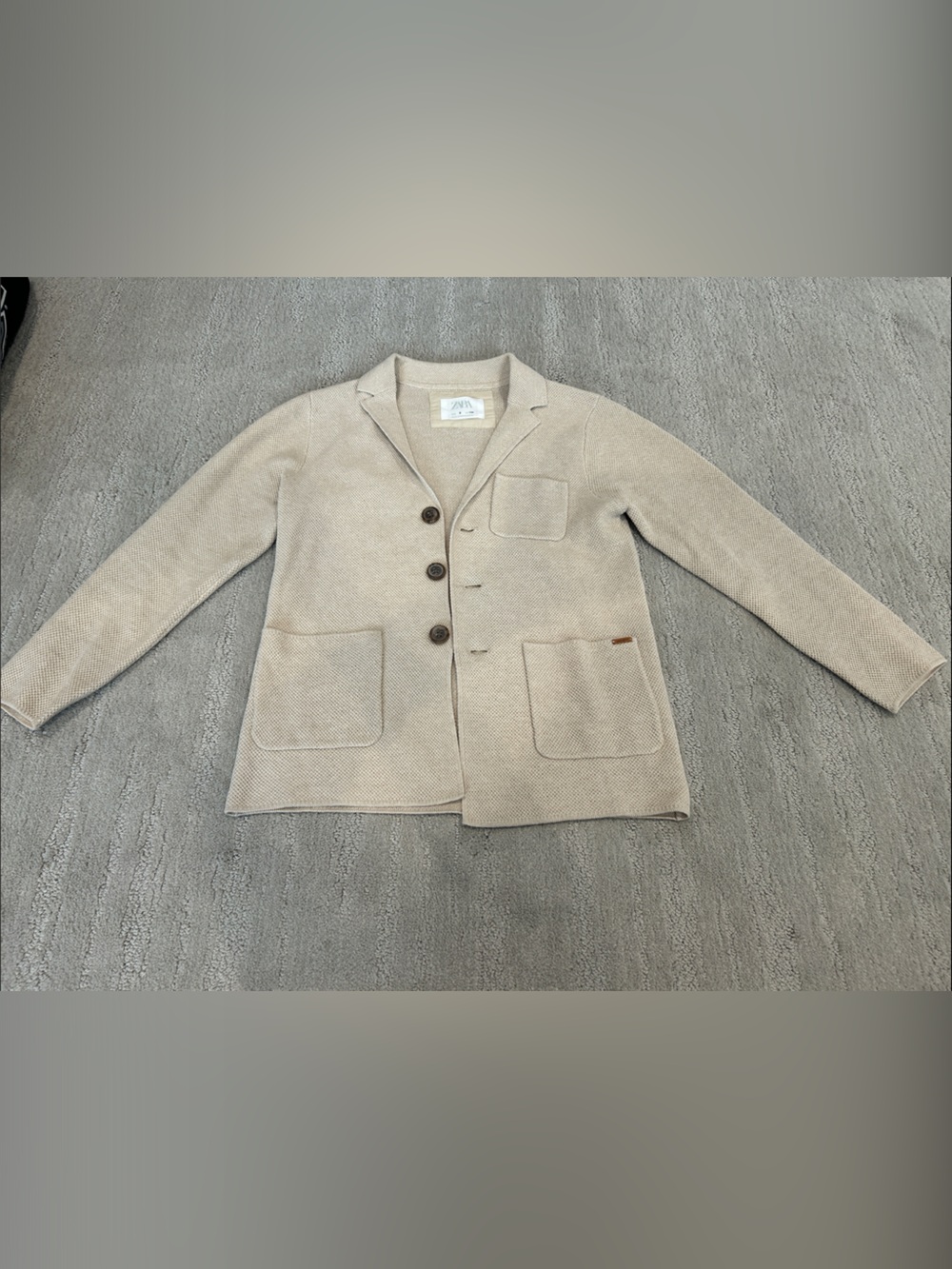 Zara Kids Beige Knit Blazer Jacket
